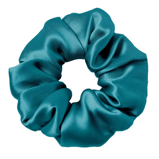 Picture of LILYSILK Silk Hair Scrunchies/Ties for Frizz & Breakage Prevention, 100% Mulberry, No Damage, Elastic ponytail Holders, 1Pc, Adriatic Blue