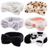 Picture of Casoty 6 Pieces Bow Hair Band Spa Headband for Women Soft Coral Fleece Headband for Washing Face Terry Cloth Headband Makeup Headband Yoga Sport Headband