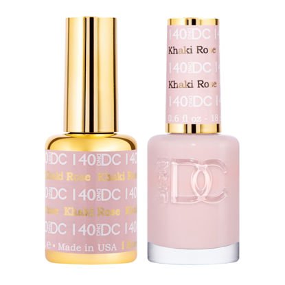 Picture of DND DC Gel Polish Set, Pink Collection, UV/LED Gel Polish and Air Dry Nail Lacquer, Matching Chip-Free Polish Duo, 140 Khaki Rose, 0.5 Fl Oz