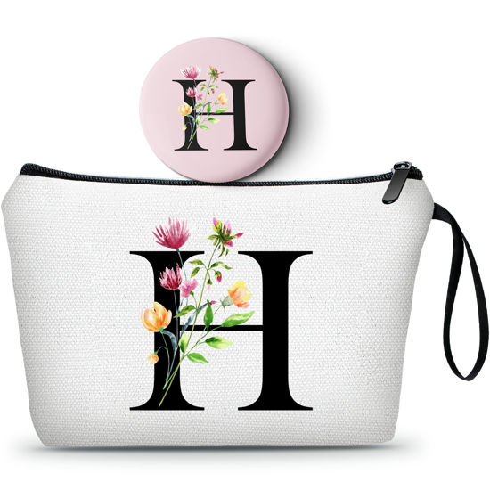 Picture of SEAMOON Friend Birthday Gifts for Women,Appreciation Gifts for Coworkers,Nurse Gifts,Bridesmaid Gifts,Makeup Bag with Mirror,Cosmetic Pouch,Sister Gifts,Personalized Gifts,H