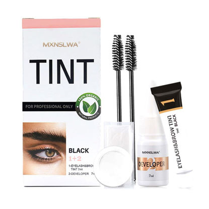 Picture of MXNSLWA 2-In-1 Lash and Brow Makeup Kit, Instant Natural Bushy Effect DIY Hair Coloring for Salon Home Use - Up to 6 Applications (Black)