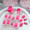 Picture of 24Pcs Valentines Day Press on Nails Short Square Fake Nails Pink Heart Press ons Glitter Silver Full Cover False Nails Cute Wedding Acrylic Glue on Nails Valentines Nails for Women French Manicure