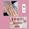 Picture of 24Pcs Valentines Day Press on Nails Coffin Medium Fake Nails Colour Star Heart Acrylic Nails Cute Full Cover Design Valentines False Nails Pink Glossy Artificial Glue on Nails for Women DIY Manicure