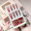 Picture of 24Pcs Valentines Day Press on Nails Coffin Medium Fake Nails Colour Star Heart Acrylic Nails Cute Full Cover Design Valentines False Nails Pink Glossy Artificial Glue on Nails for Women DIY Manicure