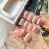 Picture of 24Pcs Valentines Day Nails Romantic Heart Press on Nails Medium Square Fake Nails White French Tip False Nails White Heart Design Glue on Nails Pink Artificial Stick on Nails Wedding Acrylic Nails Kit