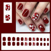 Picture of 24Pcs Valentines Day Press on Nails Short Coffin Fake Nails Wine Red Full Cover Acrylic Nails Hearts False Nails Glossy Glue on Nails for Women Romantic Valentines Artificial Nails Decoration Kit