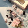 Picture of 24Pcs Valentines Day Press on Nails Short Square Fake Nails Black Heart Glue on Nails Full Cover Glossy Valentines False Nails with Design Stick on Nails Cute Wedding Acrylic Nails for Women Girls