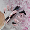 Picture of 24Pcs Valentines Day Square Press on Nails Medium Coffin Fake Nails Heart False Nails Black Full Cover Artificial Acrylic Nails Matte Design Valentines Glue on Nails for Women Stick on Nails Set