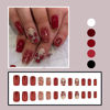 Picture of 24Pcs Valentines Day Press on Nails Short Square Fake Nails with Glitter Red Heart Press ons Romantic Full Cover Valentines False Nails Cute Hearts Acrylic Glue on Nails for Women DIY Wedding Manicure