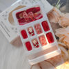 Picture of 24Pcs Valentines Day Press on Nails Short Square Fake Nails with Glitter Red Heart Press ons Romantic Full Cover Valentines False Nails Cute Hearts Acrylic Glue on Nails for Women DIY Wedding Manicure