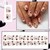 Picture of 24Pcs Valentines Day Press on Nails Short Square Fake Nails with Black White Heart False Nails Nude Full Cover Glue on Nails Valentines Acrylic Nails for Women Reusable Cute Stick on Artificial Nails