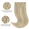 Picture of HOTBANANA Human Hair Clip in Hair Extensions, Ash Blonde Highlighted Platinum Blonde Hair Extensions 120g Clip in Hair Extensions Real Human Hair Straight Remy Hair Clip Ins 24 Inch 7pcs