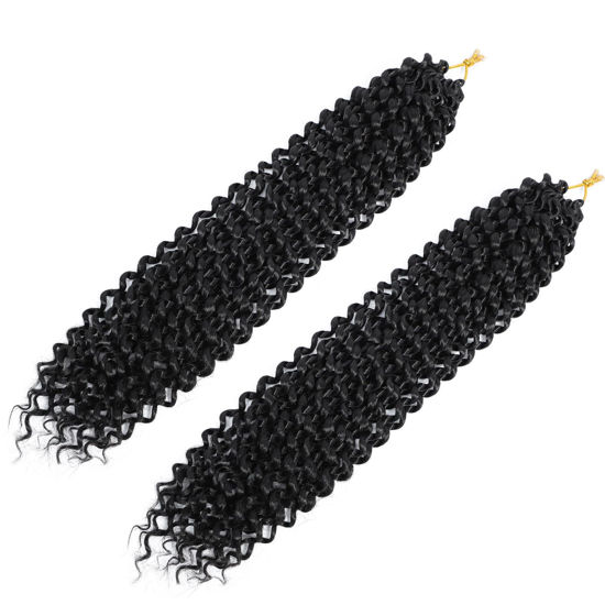 Picture of Dansama 2 Packs Passion Twist Hair Water Wave Braiding Hair for Butterfly Style Crochet Braids Bohemian Hair Extensions (18inch (Pack of 2), #1B)