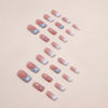 Picture of RUOKEXIN Heart Press On Nails Medium Square Fake Nails Glitter Glossy Acrylic False Nails with Rhinestones Designs Ombre Pink Full Cover Press Ons Fall Winter Holiday Stick on Nails for Women 24Pcs