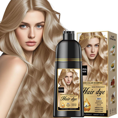 Picture of Joyful Young Natural Hair Dye Shampoo 3 IN 1, Hair Color for Gray Hair Coverage, Hair Coloring Shampoo for Women, Color Shampoo Beard Dye for Men, Vegan Ammonia Free Hair Shampoo (NATURAL BLONDE)