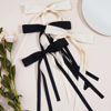 Picture of Ayesha Hair Clips 4pcs Hair Bows with Ribbon Tails for Women Girls Black Cream Satin Bow Claw Clips