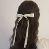 Picture of Ayesha Hair Clips 4pcs Hair Bows with Ribbon Tails for Women Girls Black Cream Satin Bow Claw Clips