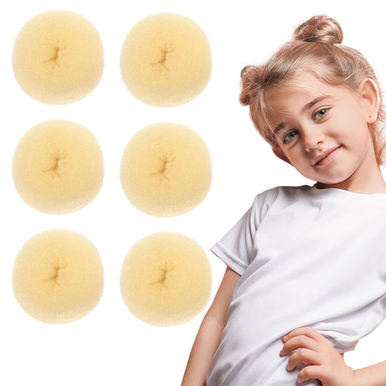 Picture of Styla Hair Small Donut Bun Maker for Kids' Ballet Buns, Sock Buns, and Easy Hairstyling (6pc Blonde 2 Inch Size)