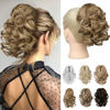 Picture of REECHO 9" Short Ponytail Extension, Classic Loose Curly Wavy Claw Clip Pony tails Hair Extensions HP001 Hairpieces for Women - Medium Blonde with Blonde Highlights