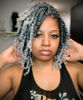 Picture of The BOHOBABE Pre-twisted Passion Twist Crochet Hair 10 Inch Short Ombre Gray Pre-looped Crochet Passion Twist Braiding Hair 8 Packs (T1B/grey)