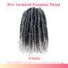 Picture of The BOHOBABE Pre-twisted Passion Twist Crochet Hair 12 Inch Short Ombre Gray Pre-looped Crochet Passion Twist Braiding Hair 8 Packs (T1B/grey)