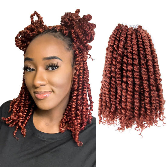 Picture of The BOHOBABE Pre-twisted Passion Twist Crochet Hair 14 Inch Short Pre-looped Crochet Passion Twist Braiding Hair 8 Packs (350#)