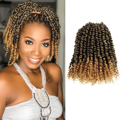 Picture of The BOHOBABE Crochet Passion Twist Hair Pretwisted 10 Inch Short Pre-looped Passion Twist Crochet Braiding Hair 8 Packs (T27)