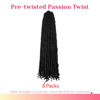 Picture of The BOHOBABE Pre-twisted Passion Twist Crochet Hair 24 Inch Pre-looped Long Crochet Passion Twist Braiding Hair 8 Packs Soft Bohemian Twists (1#) 1#(Jet Black)