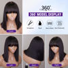 Picture of LUVME HAIR 10 Inch Short Black Straight Bang Wig with Minimalist 2x1 Lace Scalp For Women