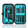 Picture of HANTEKAS Manicure Set 9 in 1 Stainless Steel, Nail Clippers Scissors Pedicure Tools Kit - Portable Travel Grooming Kit for Men and Women with Leather Case (Blue-BIG Nail Clipper)