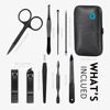 Picture of HANTEKAS Manicure Set 9 in 1 Stainless Steel, Nail Clippers Scissors Pedicure Tools Kit - Portable Travel Grooming Kit for Men and Women with Leather Case (Blue-BIG Nail Clipper)