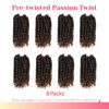 Picture of The BOHOBABE Pre-twisted Passion Twist Crochet Hair 8 Inch Short Pre-looped Crochet Passion Twist Braiding Hair 8 Packs (T30)