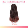 Picture of The BOHOBABE Pre-twisted Passion Twist Crochet Hair 16 Inch Pre-looped Crochet Passion Twist Braiding Hair 8 Packs Soft Bohemian Twists (T350)