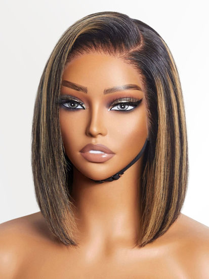 Picture of LUVME HAIR Ombre Blonde Highlight Silky Straight Glueless Pre Cut Lace Bob Wig