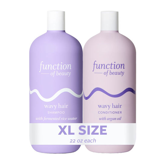 Picture of Function of Beauty Wavy Hair Shampoo & Conditioner, 22 oz Each - With Fermented Rice Water to Strengthen & Argan Oil to Enhance Glossiness & Natural Shine, Sulfate-Free, Customizable Haircare