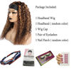 Picture of WENYAN Omber Headband Wig Human Hair Deep Wave #4/27 Highlight Curly Headband Wigs for Black Women Human Hair Glueless None Lace Front Wig Brazilian Virgin Hair Wigs Machine Made 26 Inch 150% Density