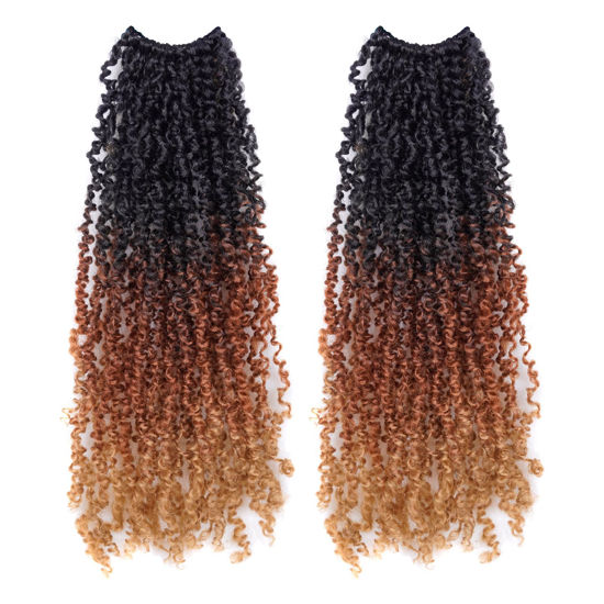 Picture of Toyotress Yanky Twist Crochet Hair - 12 Inch 2 Packs (30 Strands/Pcs) Pre-twisted Fluffy Spring Twist Passion Twist, 3 Tones Ombre Brown Pre-Looped Crochet Braids Braiding Hair (12 Inch, OT30/27-2P)