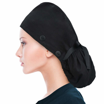 Picture of ABAMERICA Ponytail Scrub Caps for Women Surgical Caps Nurse Hat with Functional Ponytail Holder for Long Hair, Single or Satin-Lined