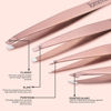Picture of Tomata Tweezers for Eyebrows, Slant Tip and Pointed Eyebrow Tweezer Set Great Precision for Eyebrows Facial Hair, Ingrown Hair, Splinter, Blackhead and Tick Remover (4-piece) (Gold)