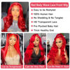 Picture of Loyom Red Lace Front Wig Human Hair 13x4 Body Wave Glueless Lace Front Wigs Human Hair Pre Plucked 180% Density HD Lace Front Wigs Human Hair Red Human Hair Wig 28 Inch