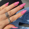 Picture of Glossy Pink Press on Nails Almond Medium, Pure Color Fake Nails Press Ons Almond Shape, Stick on Nails for Women and Girls Daily Wear in 24PCS