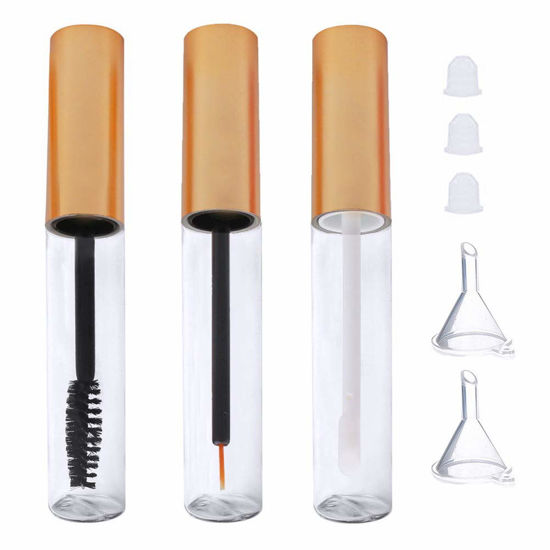 Picture of 10ml Empty Mascara Tube,Eyeliner Tube and Lip Gloss Tubes,Eyelash Cream Container Bottle with Funnels Transfer Pipettes (3pcs)