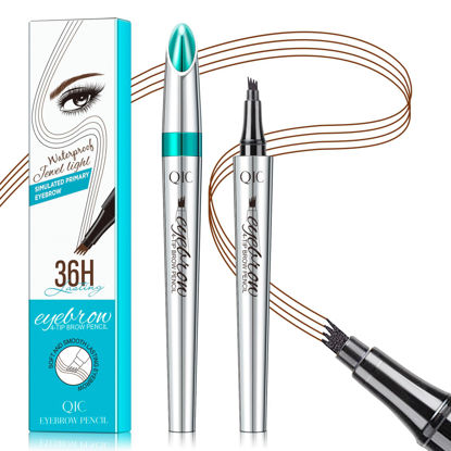 Picture of Eyebrow Pencil with 4 Tip Microblade for Natural Eyebrow Makeup Eyebrow Microblading Pen Waterproof &Smudge-Proof (3# Reddish Brown)