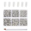 Picture of Beadsland 7200pcs Flatback,Clear Rhinestones Nail Gems Round Crystal for Crafts,Mixed 6 Sizes with Wax Pencil Kit, SS3-SS10