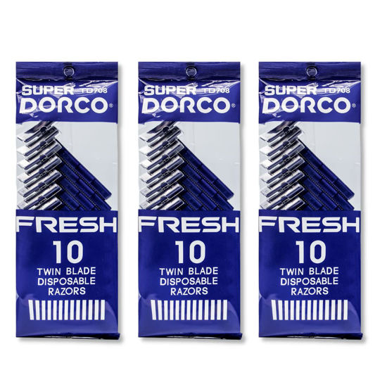 Picture of Dorco Fresh Twin Blade Disposable Razors | 3-Pack | Smooth and Precise Shave | Comfortable Grip Handle | Ideal for Travel and Everyday Use