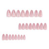 Picture of Almond Press on Nails Medium Fake Nails Pink False Nails with Design Glitter Glue on Nails Glossy Acrylic Nails Full Cover Stick on Nails Shiny Artificial Nails for Women Manicure 24Pcs