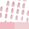 Picture of Almond Press on Nails Medium Fake Nails Pink False Nails with Design Glitter Glue on Nails Glossy Acrylic Nails Full Cover Stick on Nails Shiny Artificial Nails for Women Manicure 24Pcs