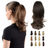 Picture of SOFEIYAN 13" Ponytail Extension Long Curly Ponytail Clip in Claw Hair Extension Natural Looking Synthetic Hairpiece for Women, Black/Medium Chestnut Brown Mix