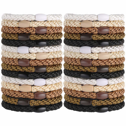 Picture of Hair Ties for Women Girls, Funtopia 30 Pcs Elastics Hair Bands Ponytail Holders for Thick Hair, No Damage No Crease Hair Elastics (Black/Brown/White/Beige/Coffee)