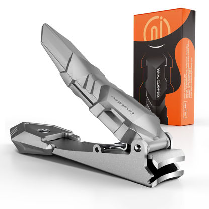 Picture of INXEN Nail Clippers for Men with Catcher, Sharp Nail Clippers of No Splash Self-Collecting, Stainless Steel Heavy Duty Toenail Clippers for Fingernail and Toenails,Nail Cutter for Seniors Adults Women